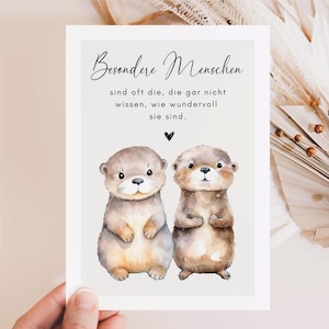 Postkaart Moedige Otter Din A6 Beste Vriend Cadeau, Troostkaart, gewoon om te bedanken en aan te moedigen - Hej.Otti®