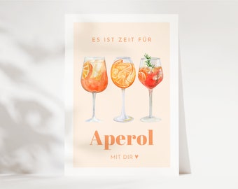 Aperol Liebhaber Karte "Es ist Zeit für Aperol mit dir", Aperol Spritz Geschenk, lustige Karte für Freundinnen und Freunde, Geburtstagskarte