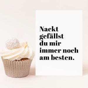 Lustige Postkarte "Nackt gefällst du mir immer noch am besten", lustige Karte für Partner, Geschenk Jahrestag, Valentinstag