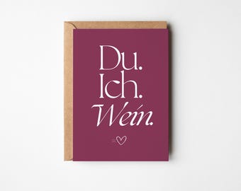 Postcard You I Wine Love, Gift Wine Lover, Card for Him, Gift for Her, Gift Best Friend, Wine Gift
