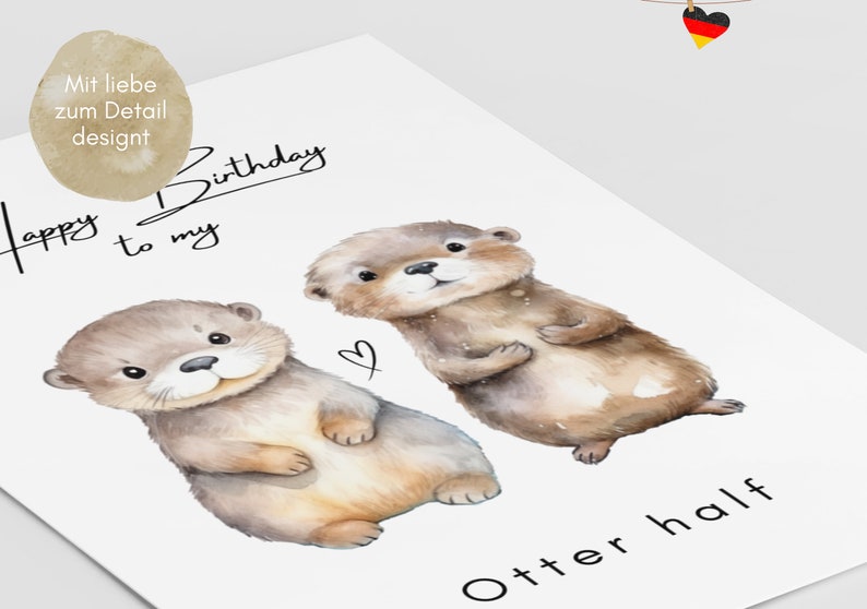 Süße Otter Geburtstagskarte DINA6, Otter Karte zum Geburtstag, Otter Happy Birthday Karte für den Lieblingsmensch Bild 5