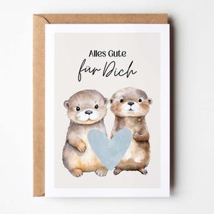 Tout le meilleur pour vous carte de loutre douce, cadeau d'adieu, carte d'adieu, carte d'anniversaire, carte de joyeux anniversaire, carte d'adieu - Hej.Otti®