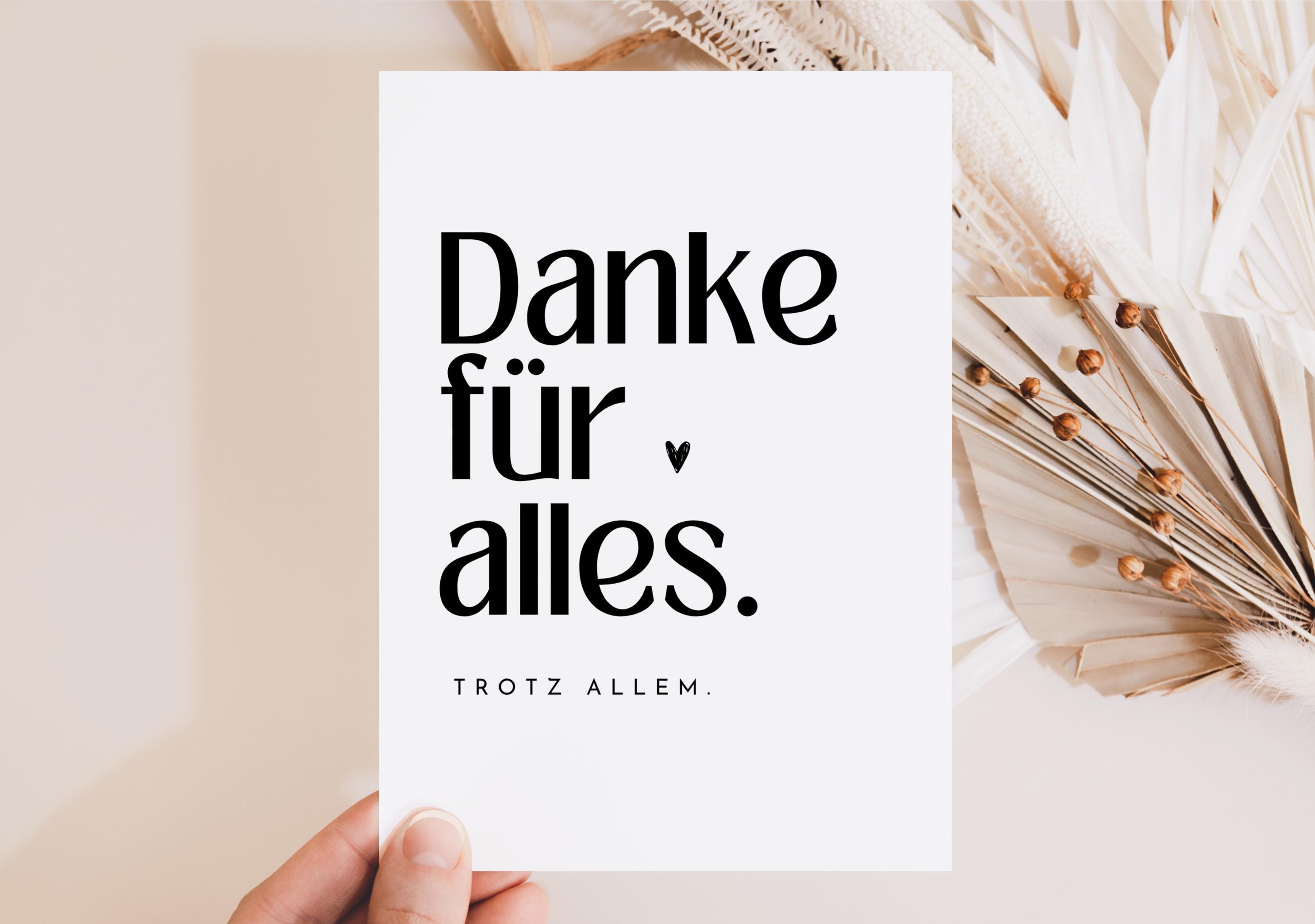 Danke sagen Postkarte Danke für alles, trotz allem, Danke-Karte