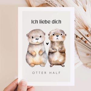 Ich liebe dich Karte Otter, Geschenk Partner, Valentinstag, Jahrestag, Hochzeitstag Geschenk, I love you, Liebeskarte für Partner Hej.Otti®
