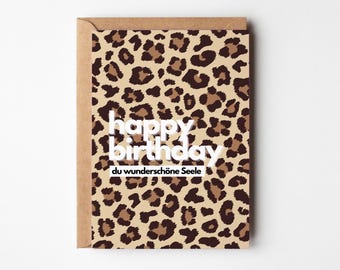 Birthday card for best friend: Happy Birthday, you wonderful soul! Best friend gift, birthday present for girlfriend, leopard print.