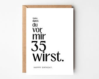 Lustige Geburtstagskarte Zum 35. - Hochwertige Karte Mit Rotem Umschlag, 14x21.6 Cm, Personalisierbar