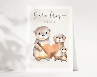 Schattig overgrootvader Otter briefkaart, overgrootvader cadeau, je zult overgrootvader zijn, overgrootvader verjaardag, overgrootvader wenskaart, overgrootvader cadeau - briefkaart A6