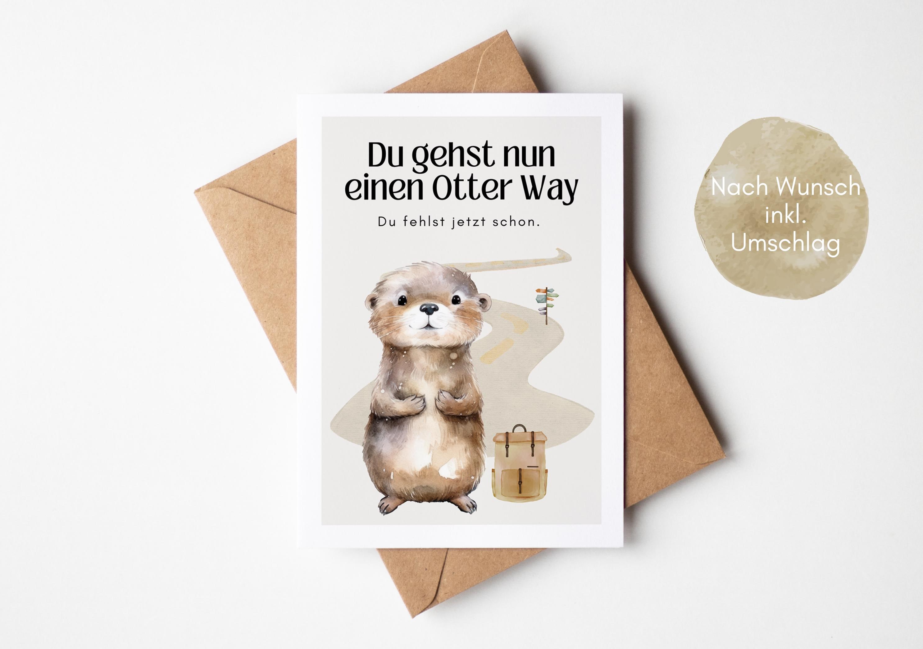 Encouraging postcard "Otter Way", encourage, farewell card, you can do it, new beginning, farewell colleague, retirement card, pension card