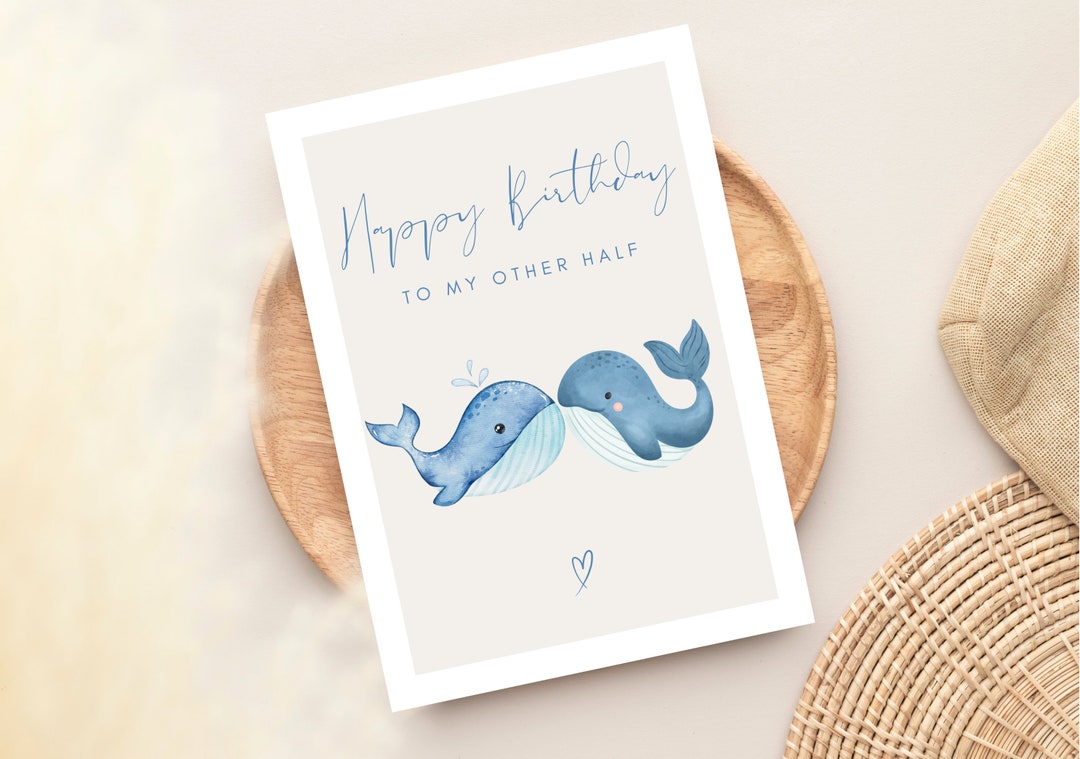 Cute Whale Birthday Card DINA6, Whale Card for Birthday, Whale Happy ...