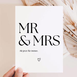 Karte zur Hochzeit Mr & Mrs, Karte Hochzeit Glückwunschkarte, Glückwunschkarte Hochzeit, Hochzeitswünsche Karte,  Hochzeitsgeschenk Karte