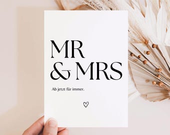 Wedding card Mr & Mrs, wedding congratulations card, wedding congratulations card, wedding wishes card, wedding gift card