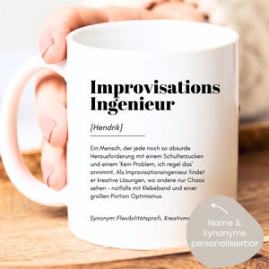 loulala® Funny mug name personalized, colleague mug with saying, colleague gift, funny mug gift, improvisation engineer