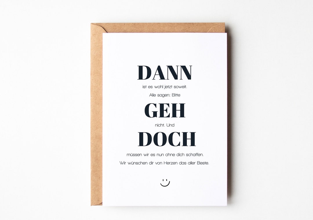Lustige Abschiedskarte für Kollegen, Abschiedsgeschenk Kollegen