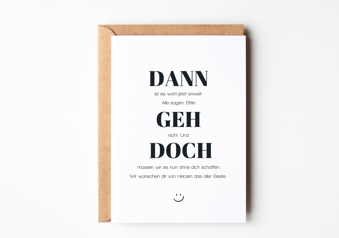 Lustige Abschiedskarte für Kollegen, Abschiedsgeschenk Kollegen