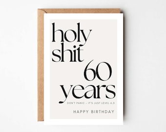 60th birthday postcard, funny birthday card for the 60th birthday, 60th birthday woman and man, greeting card for the 60th, birthday gift 60