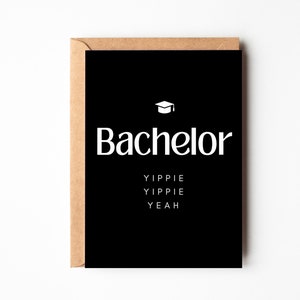 Bachelor Glückwunschkarte “Bachelor - Yippie yippie yeah“ inkl. hochwertigem Kraftpapier-Umschlag nach Wunsch | DINA6 Postkarte