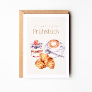 Uitnodiging voor het ontbijt, cadeaudatum, tijd voor twee, voucher voor een samen ontbijt - ansichtkaart A6