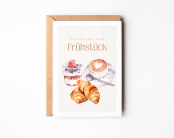 Einladung zum Frühstück, Geschenk Date Time verschenken, Zeit zu Zweit, Gutschein für ein gemeinsames Frühstück - Postkarte A6