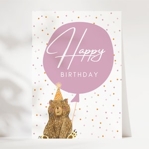 Birthday card sweet bear Happy Birthday, birthday card, birthday card, congratulations card DINA6