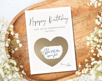 Tarjeta rasca y gana personalizada, escríbela tú mismo I tarjeta de cumpleaños | Tarjeta Sorpresa Personalizada | bono personalizado