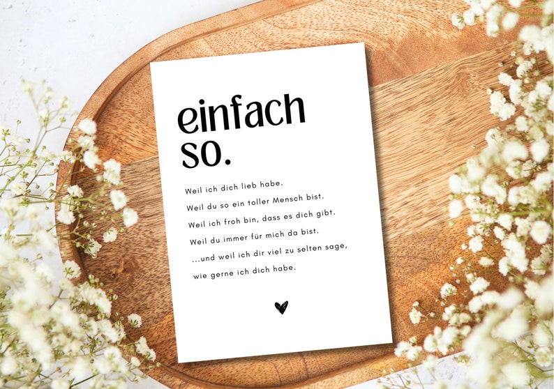 Postkarte einfach so, Geschenk für Freundin, Geschenk für den Lieblingsmenschen, einfach mal danke sagen, Geschenk zum Valentinstag, DINA6 Bild 7