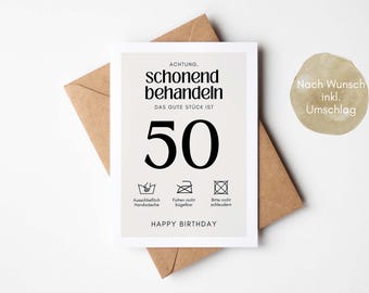 50th birthday postcard, funny birthday card for the 50th birthday, 50th birthday woman and man, greeting card for the 50th, birthday gift 50