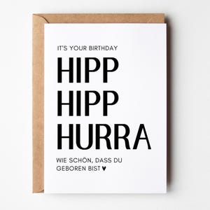 Geburtstagskarte "Hipp Hipp Hurra" für Herzensmenschen, Happy Birthday beste Freundin, Geburtstagskarte für Frauen, Geburtstagskarte Männer