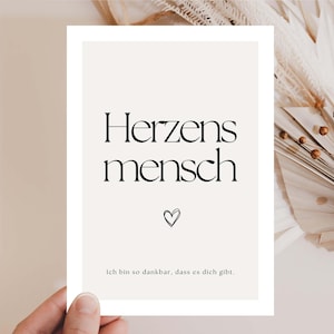 Karte Herzensmensch, Postkarte Lieblingsmensch, Geschenk beste Freundin, Beste Freundin Geschenk, Beste Freundin Karte, Danke sagen