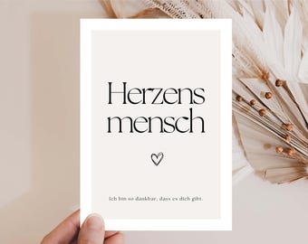 Karte Herzensmensch, Postkarte Lieblingsmensch, Geschenk beste Freundin, Beste Freundin Geschenk, Beste Freundin Karte, Danke sagen