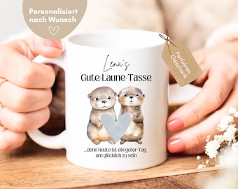 Taza de buen humor, regalo para mujer, novia, nombre, taza de café personalizada, taza para colega, regalo de cumpleaños para mamá, idea de regalo para novia