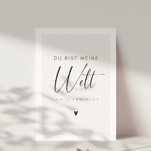 Liebes-Grußkarte "Du bist meine Welt, ich liebe dich", Geschenk für Partner, Geschenk für den Lieblingsmenschen | inkl. Kuvert nach Wunsch