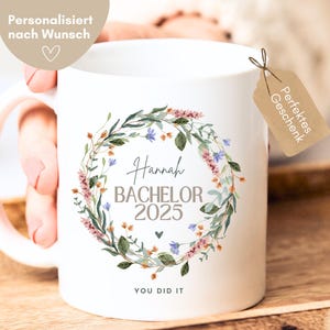 Bachelor 2025 Geschenk, Bachelor Tasse personalisiert mit Namen, Bachelor bestanden Geschenk, Bachelor Abschluss Tasse, Bachelor Tasse