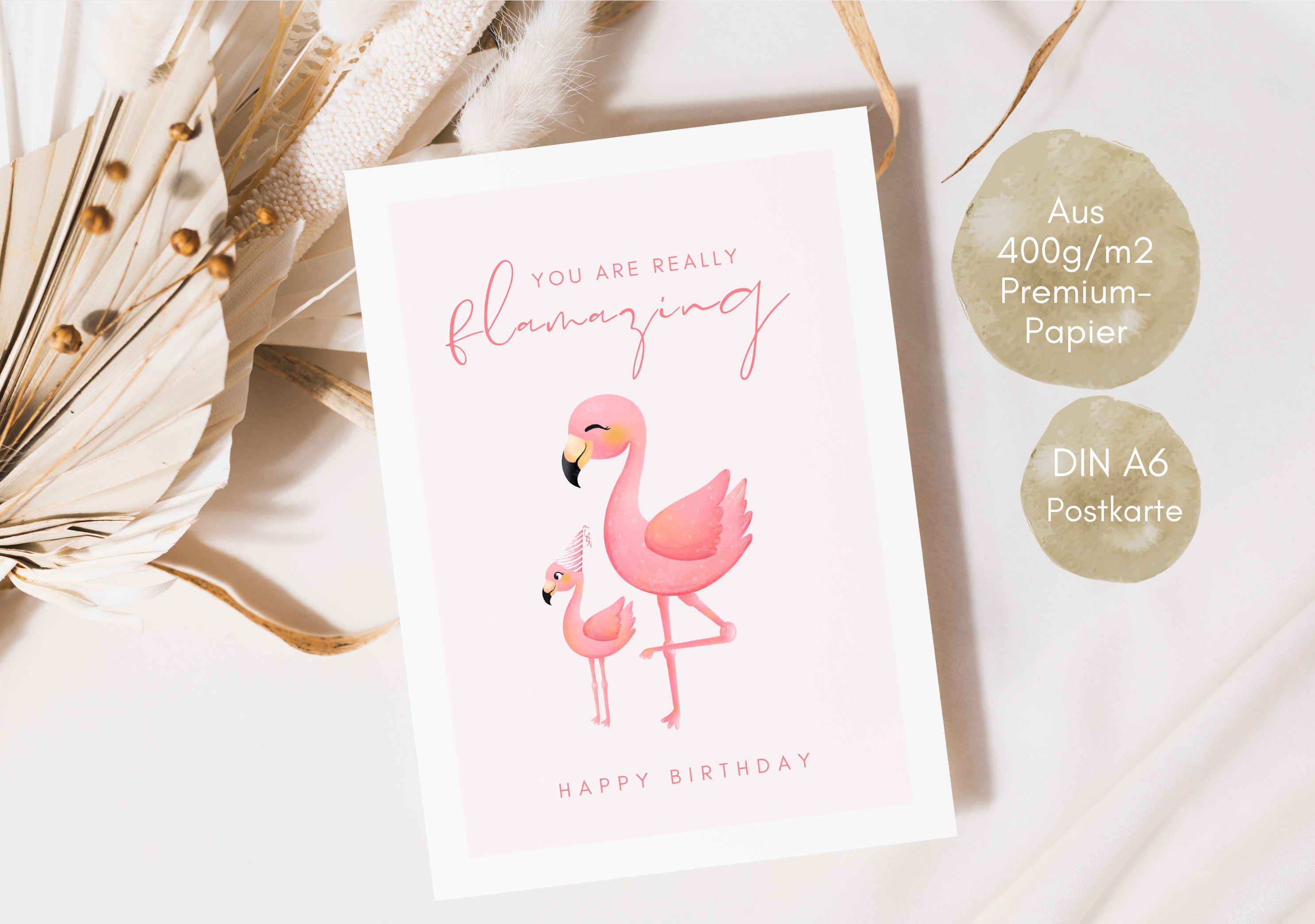 Jonny Javelin Geburtstagskarte Für Mädchen – Zum 6. Geburtstag, Mit Flamingo Und Eiscreme-Design