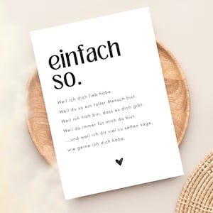 Postkarte einfach so, Geschenk für Freundin, Geschenk für den Lieblingsmenschen, einfach mal danke sagen, Geschenk zum Valentinstag, DINA6 Bild 6