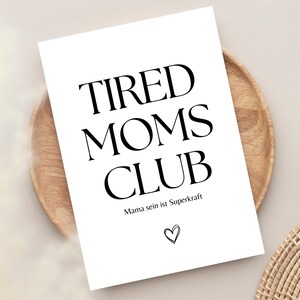 Postal CLUB MAMÁS CANSADAS, regalo para madre, regalo por nacimiento, tarjeta para mamá biológica, tarjeta para mujer biológica, regalo para mamá primeriza