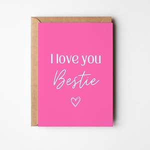 Postkarte LOVE YOU BESTIE inkl. Kuvert nach Wunsch, Beste Freundin Geschenk, Beste Freundin Karte, Freundin Geburtstag, Happy Birthday Card