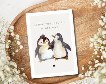 Love Card With Saying Penguin I Love You Like No Other One, Gift