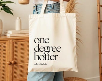 loulala® Bachelor Master Doctor Graduation Passed Gift Personalized Jute Bag with Funny Saying &quot;One Degree Hotter&quot;