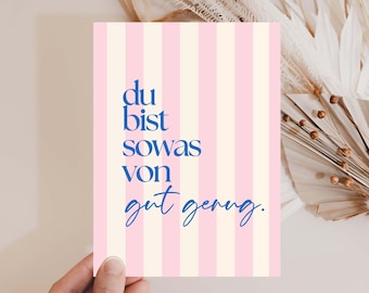 Tarjeta de aliento "Eres suficiente", tarjeta de amor propio, tarjeta de aliento para novia, tarjeta con frase positiva, tarjeta de regalo para personas del corazón con frase