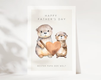 Cadeau de fête des pères Carte mignonne de loutre Meilleur papa du monde, cadeau de fête des pères, carte de fête des pères, idées de cadeaux pour la fête des pères, cadeau de fête des pères