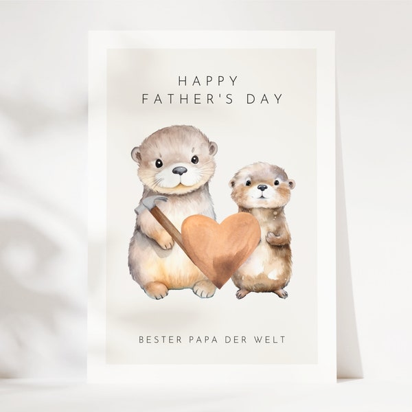 Father's day gift cute otter card best dad in the world, father's day gift, father's day card, father's day gift ideas, fathers day gift