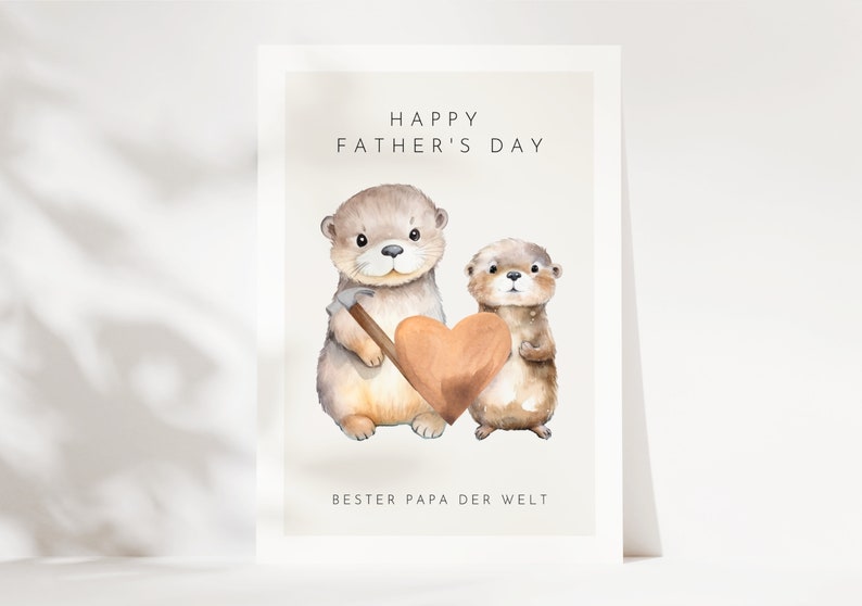 Vatertag Geschenk süße Otter Karte Bester Papa der Welt, Vatertagsgeschenk, Vatertag Karte, Vatertag Geschenkideen, Fathers day gift Bild 1