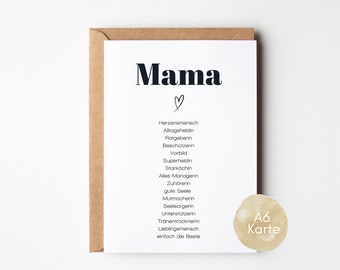 Birthday card mom, synonym card mom, Mother's Day, mother gift, Mother's Day card, mother birth card, mom gift - A6 postcard