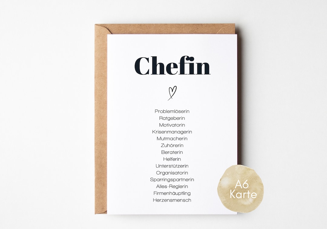 Karte für Chefin, Synonymkarte Chefin, Geschenk für Chefin zum