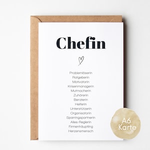 Karte für Chefin, Synonymkarte Chefin, Geschenk für Chefin zum Geburtstag, der Chefin danke sagen, Chefin Abschied - DIN A6 Postkarte