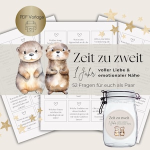 loulala® Valentijnsdag DIY-cadeau voor koppels om PDF af te drukken, koppelcadeau, Valentijnsdagcadeau, 52 vragen voor koppels, tijd voor twee