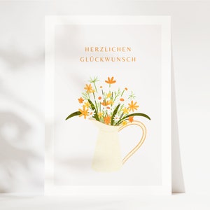 Carte d’anniversaire de fleur de félicitations, carte de voeux d’anniversaire, cadeau d’anniversaire, carte postale de joyeux anniversaire A6