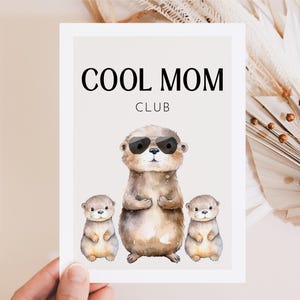 Moeder wenskaart Cool Mom Club met schattige otters, moedercadeau, geboortecadeau, moedercadeau, moederverjaardag, moederkaart, Moederdag