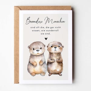 Postkaart Moedige Otter Din A6 Beste Vriend Cadeau, Troostkaart, gewoon om te bedanken en aan te moedigen - Hej.Otti®