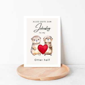 Anniversary gift otter, gift anniversary, husband wife anniversary gift, anniversary gift for him, otter postcard A6 -loulala® image 3